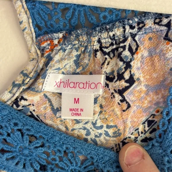 Xhilaration Blue and Orange Crochet Dress - Picture 2 of 4